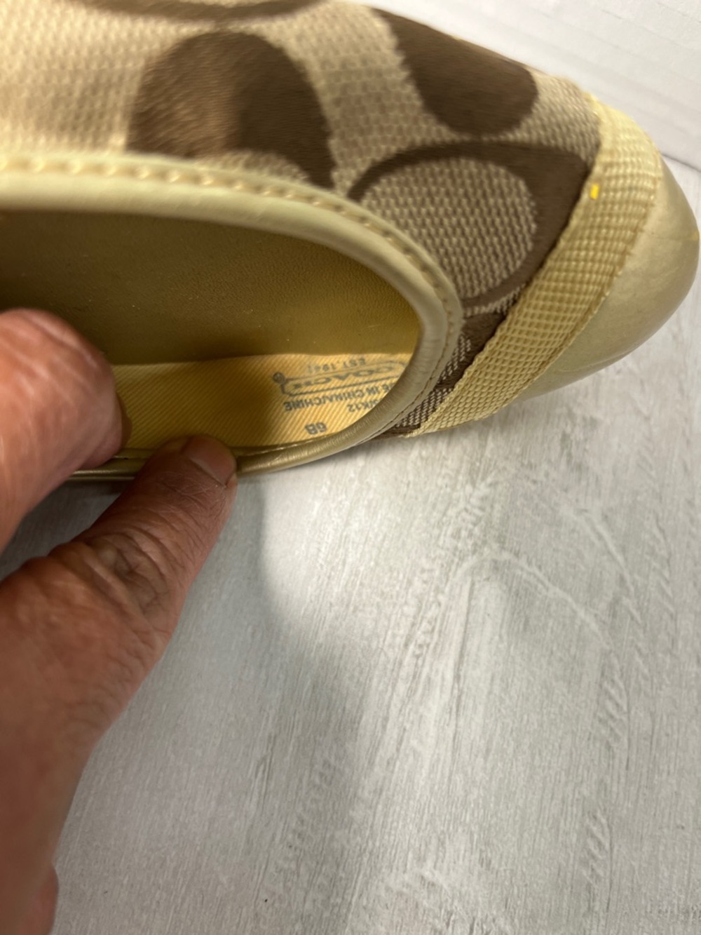 Coach Women's Brown Signature Canvas Ballet Flats with Gold Cap Toe - Picture 9 of 9